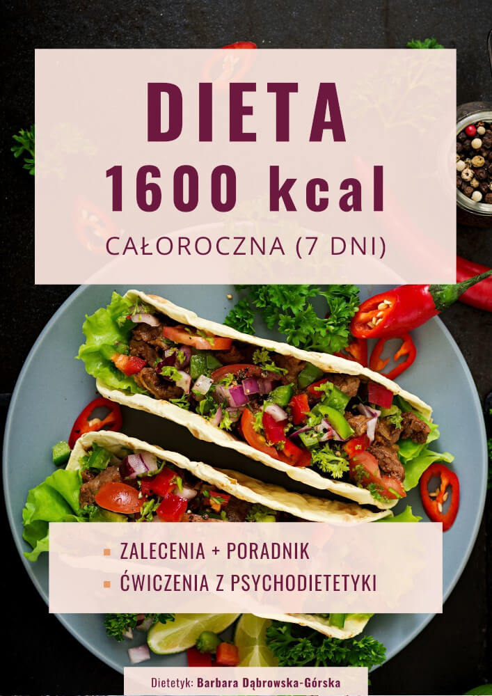 Dieta 1600 kcal jadłospis na cały tydzień w PDF